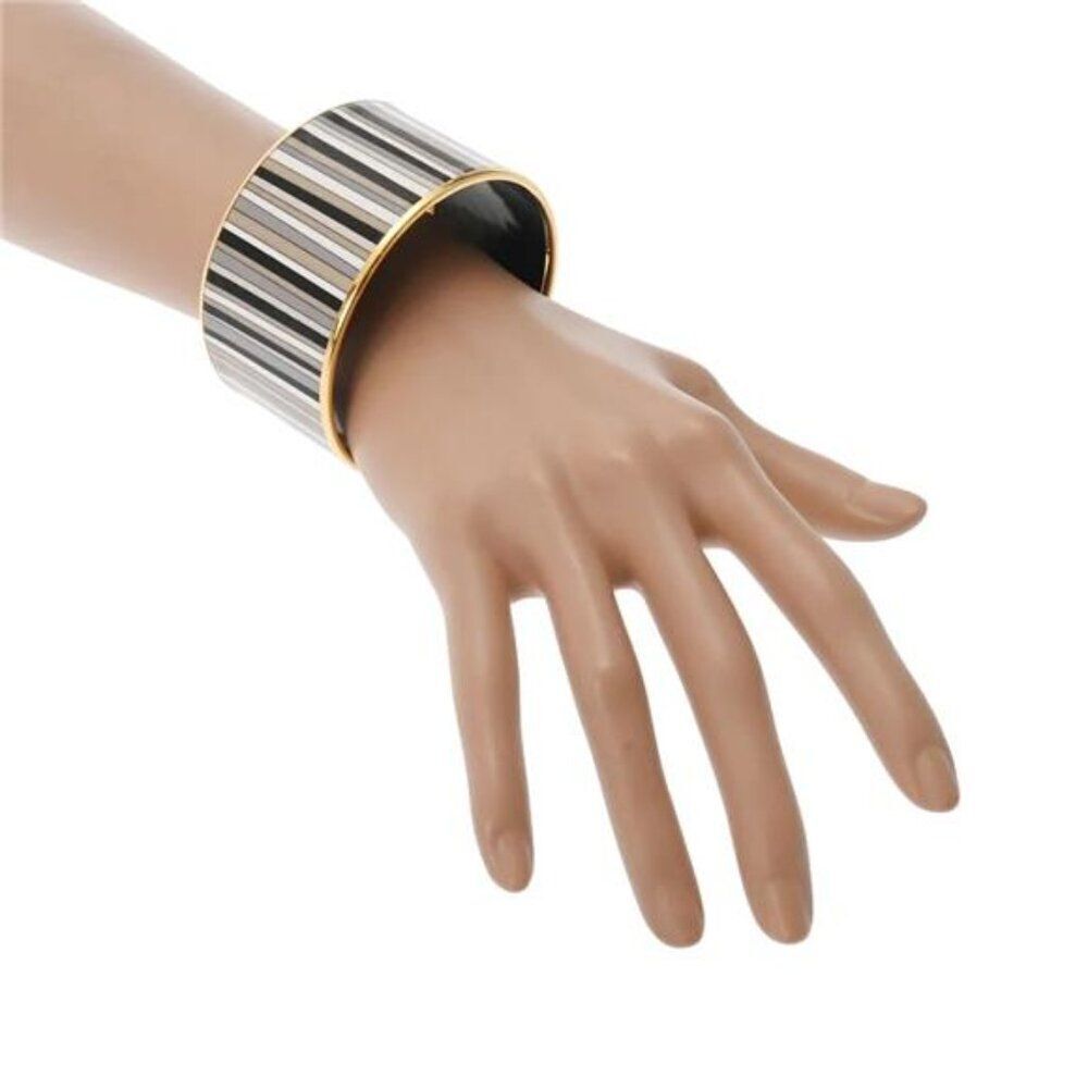Hermes Enamel Tgm Striped Pattern Bangle - image 8